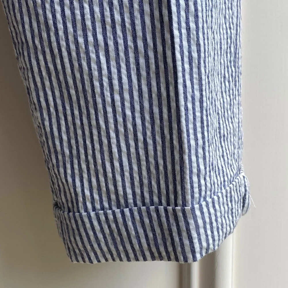ZARA Seersucker Pinstripe Cuffed & Cropped Pants, from London, Sz SM - Picture 4 of 14